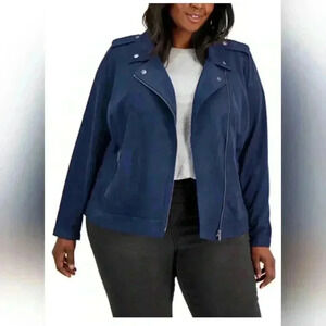 NWT Style & Co Blue Faux Suede Moto Jacket Size XXL. 🩷🩷HOST PICK🩷🩷